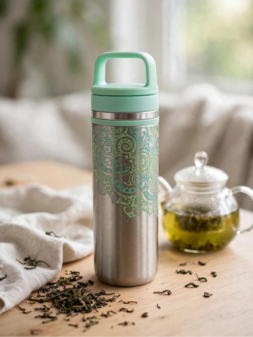DAVIDsTEA Mandala Carry Travel Mug - Mint Green
